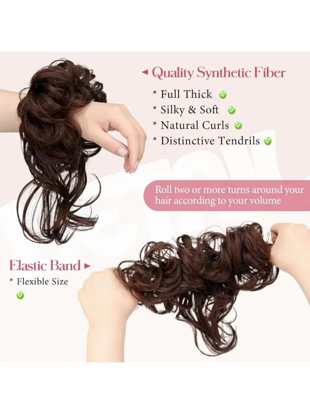 2PCS Messy Bun Hair Extensions - Stylish Ponytail Pieces for Effortless Updos